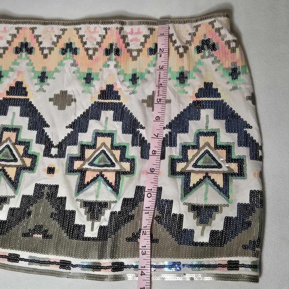 Express Sequin Aztec Pattern Mini Skirt - Multico… - image 10